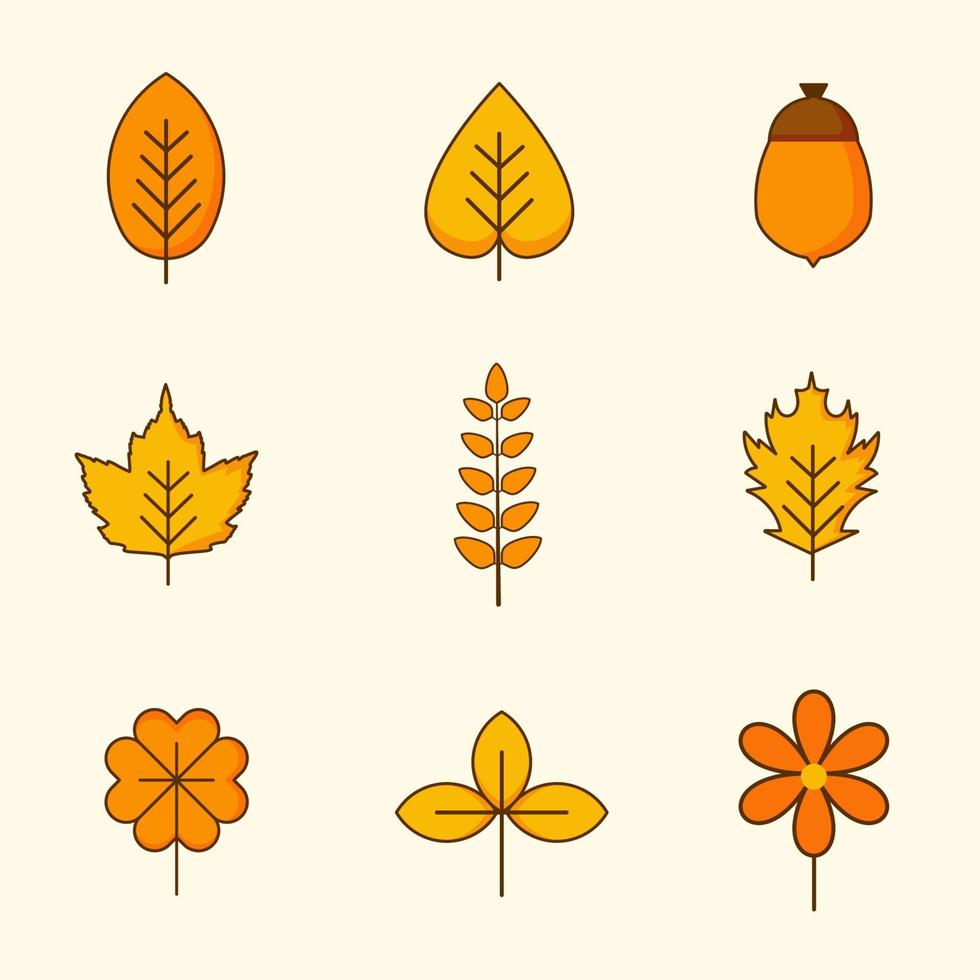 colección de iconos de hojas de otoño vector