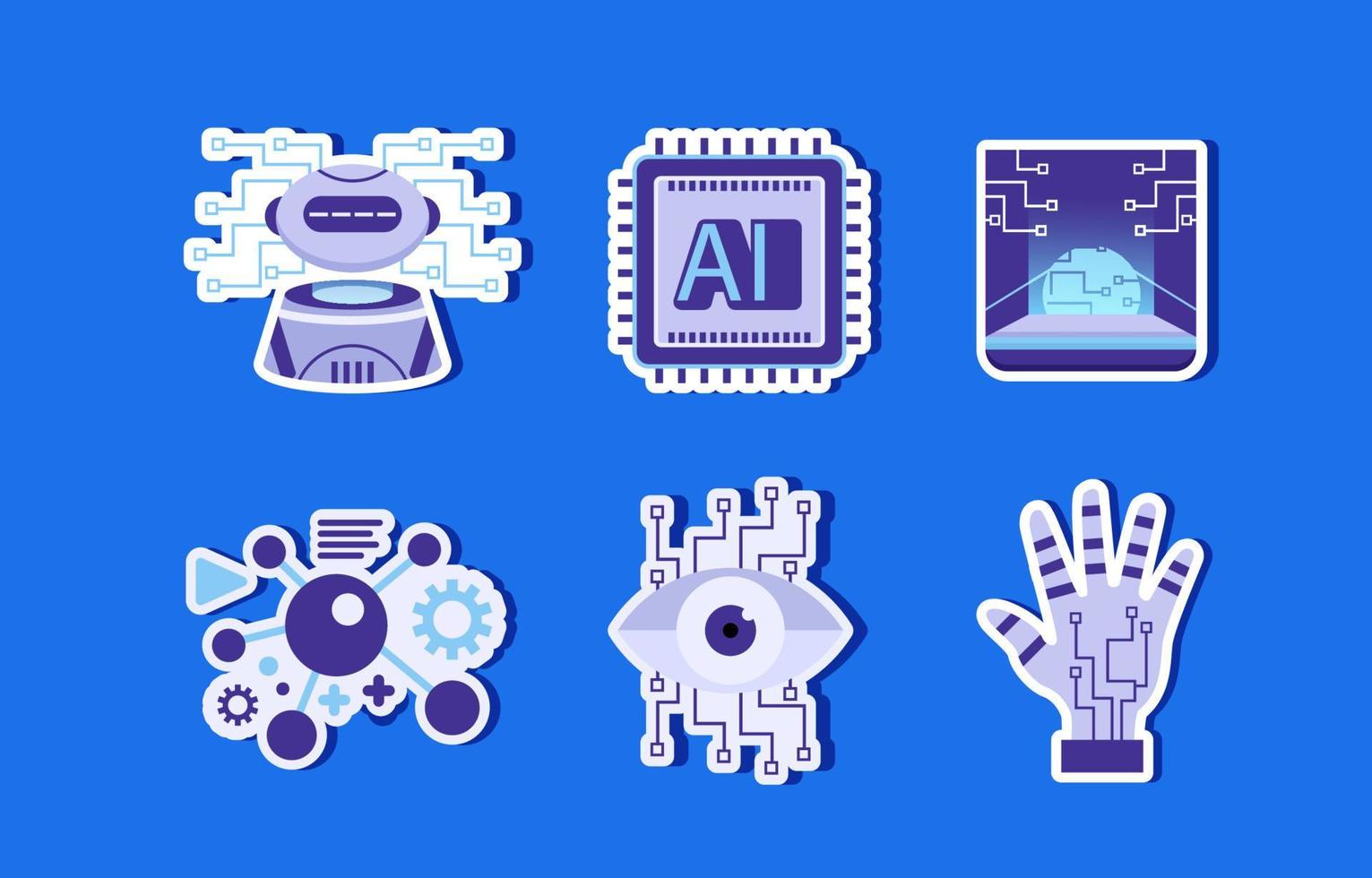 Artificial Intelegent Sticker Collection vector