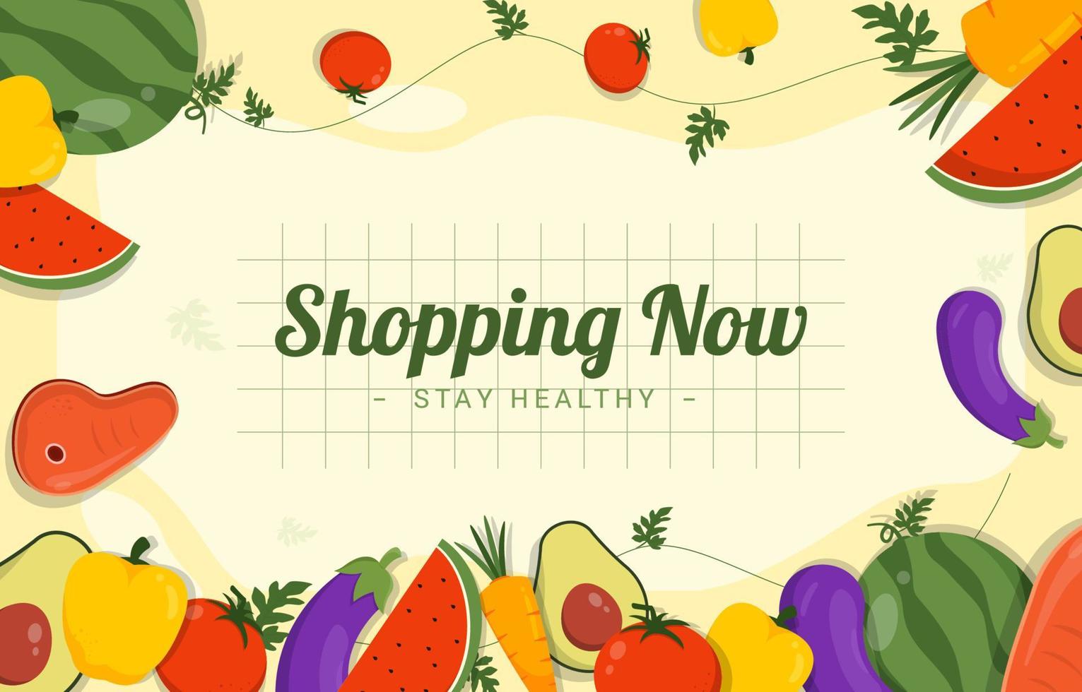 Organic Food Shopping-Background vector