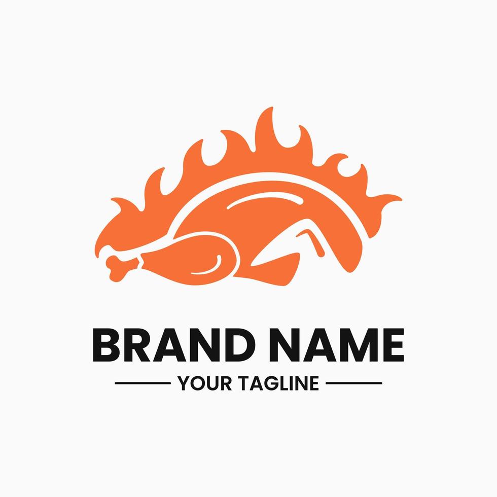 hot chicken logo. chicken meat and fire concept. flat, modern and negative space logotype. suitable for logo, icon, symbol and sign. this logo is suitable for food related businesses, restaurants vector