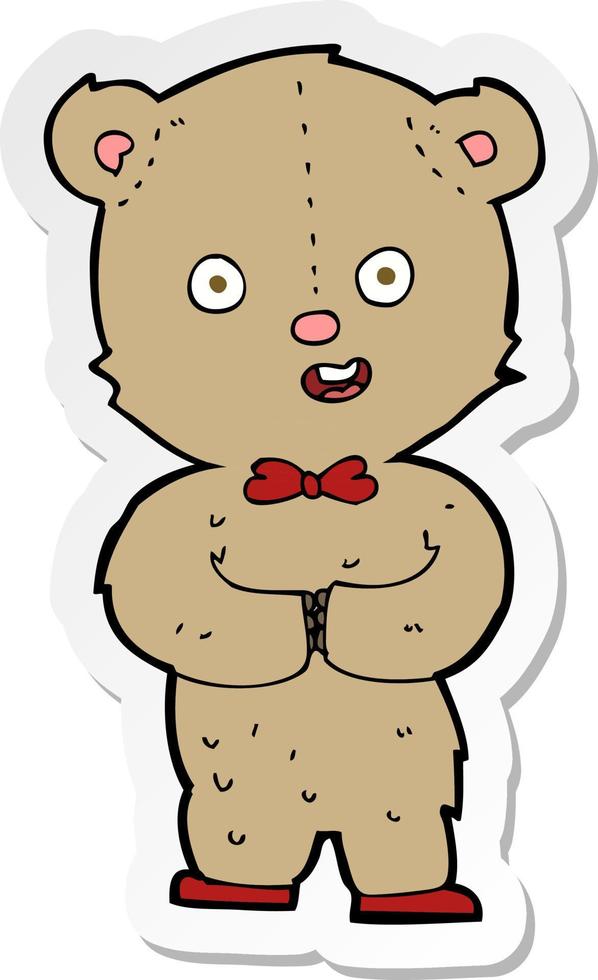 sticker of a cartoon teddy bear vector