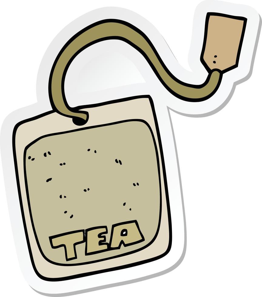 sticker of a cartoon tea bag vector
