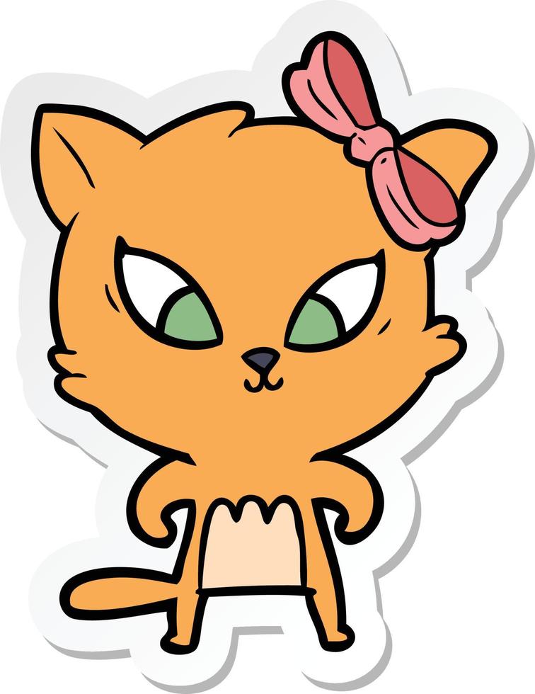 sticker of a cartoon cat vector