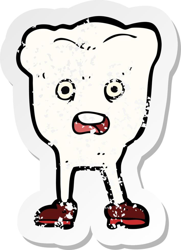 retro distressed sticker of a cartoon tooth vector
