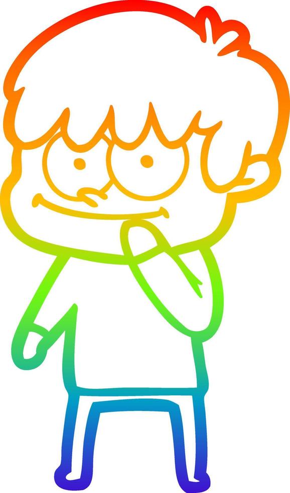 rainbow gradient line drawing happy cartoon man vector