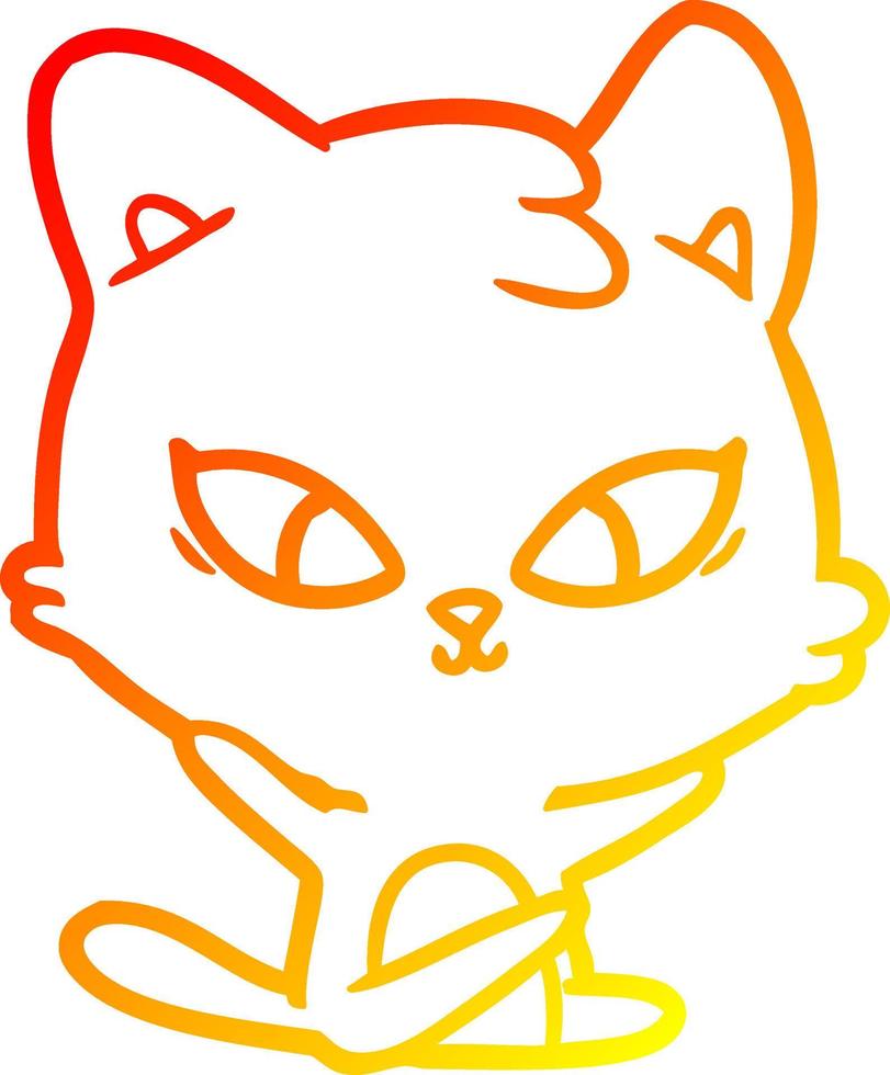 dibujo de línea de gradiente cálido lindo gato de dibujos animados vector