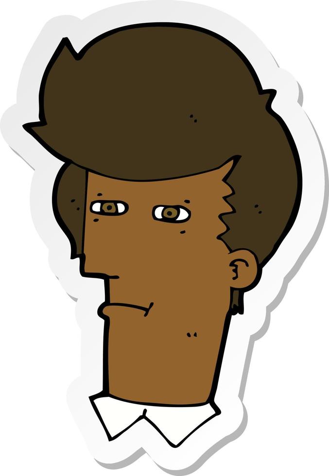 sticker of a cartoon man narrowing eyes vector