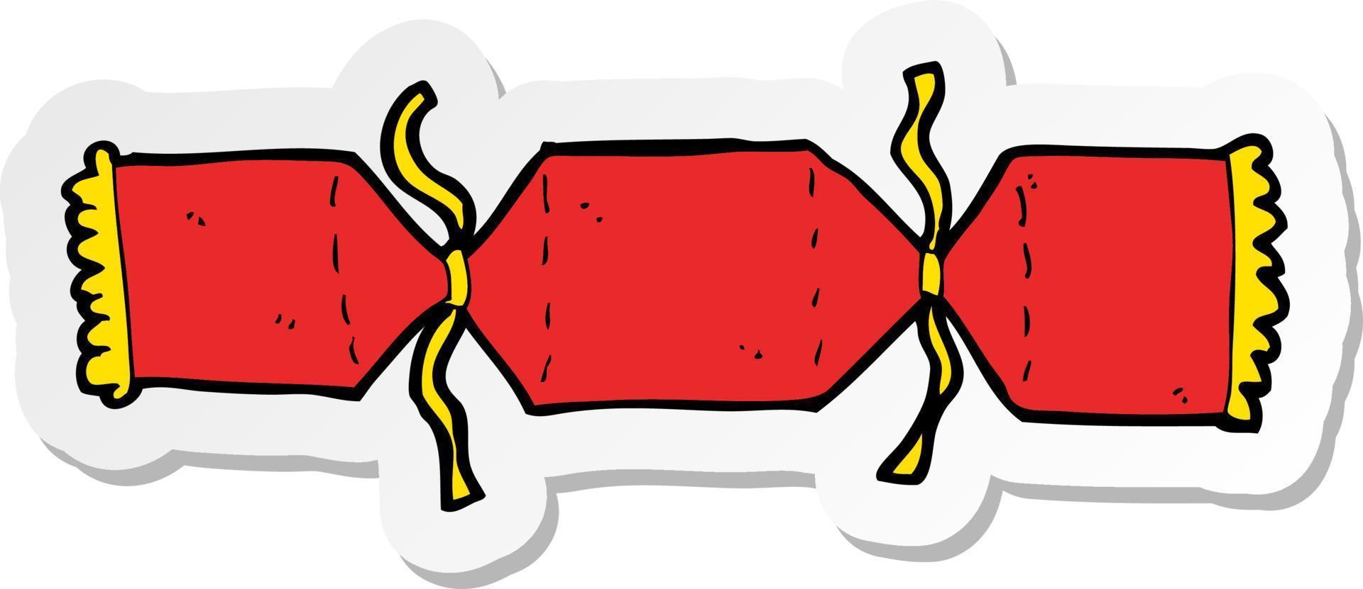sticker of a cartoon christmas cracker vector