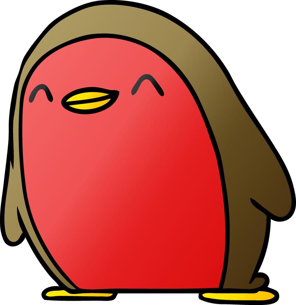 gradient cartoon cute kawaii red robin vector