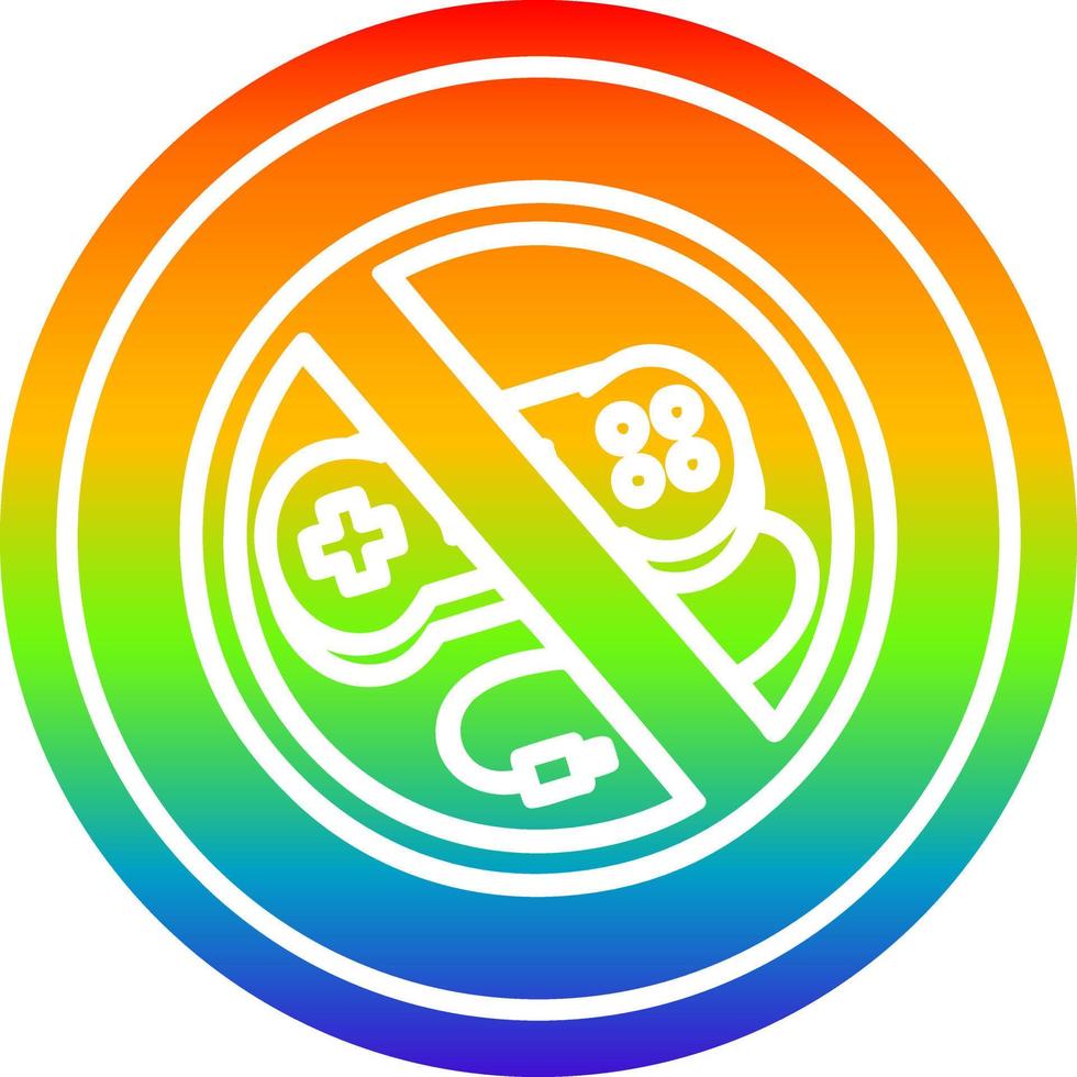 no gaming circular in rainbow spectrum vector