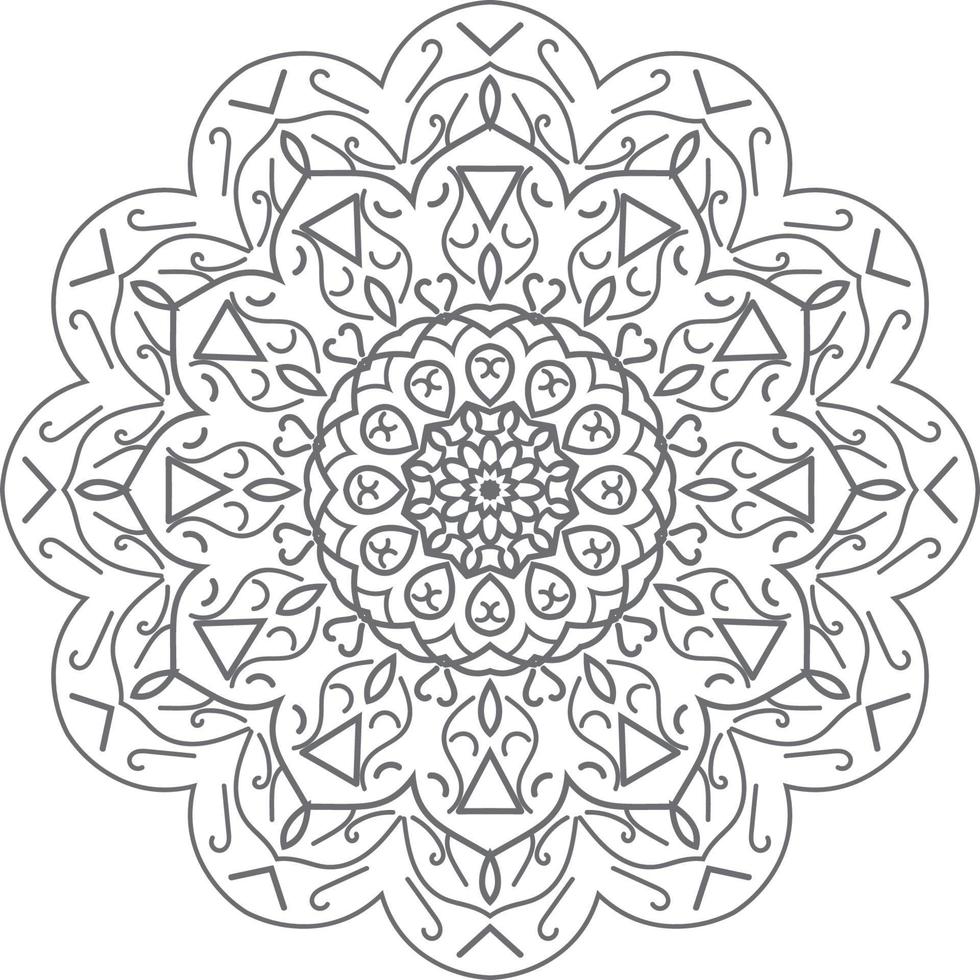 Mandala ornament, outline, doodle, hand-drawn, illustration. Vector henna tattoo style, can be used for textile, coloring books, phone case print, greeting cards