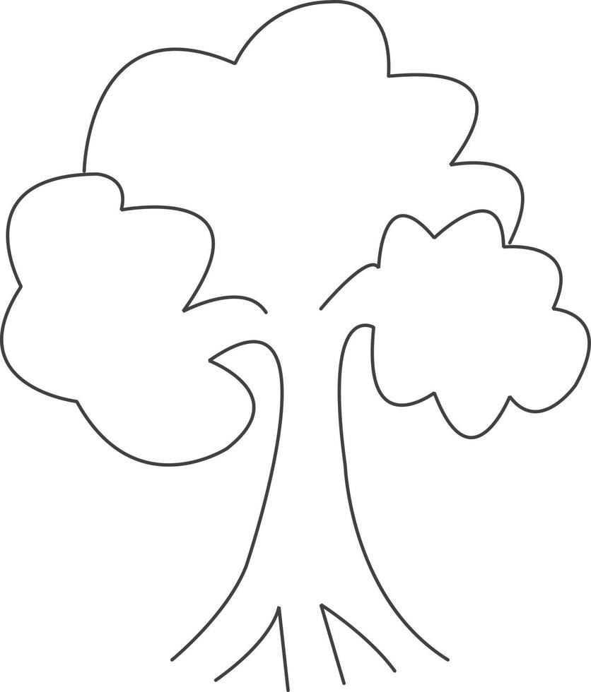 Simple Lovely tree outline, coloring book for children vector