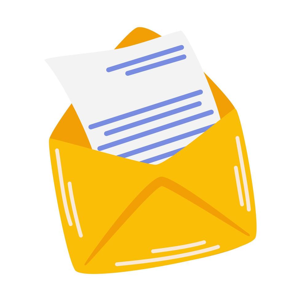 Envelope with the letter. Employment business and finance. Hiring. Vector cartoon illustration isolate on a white background