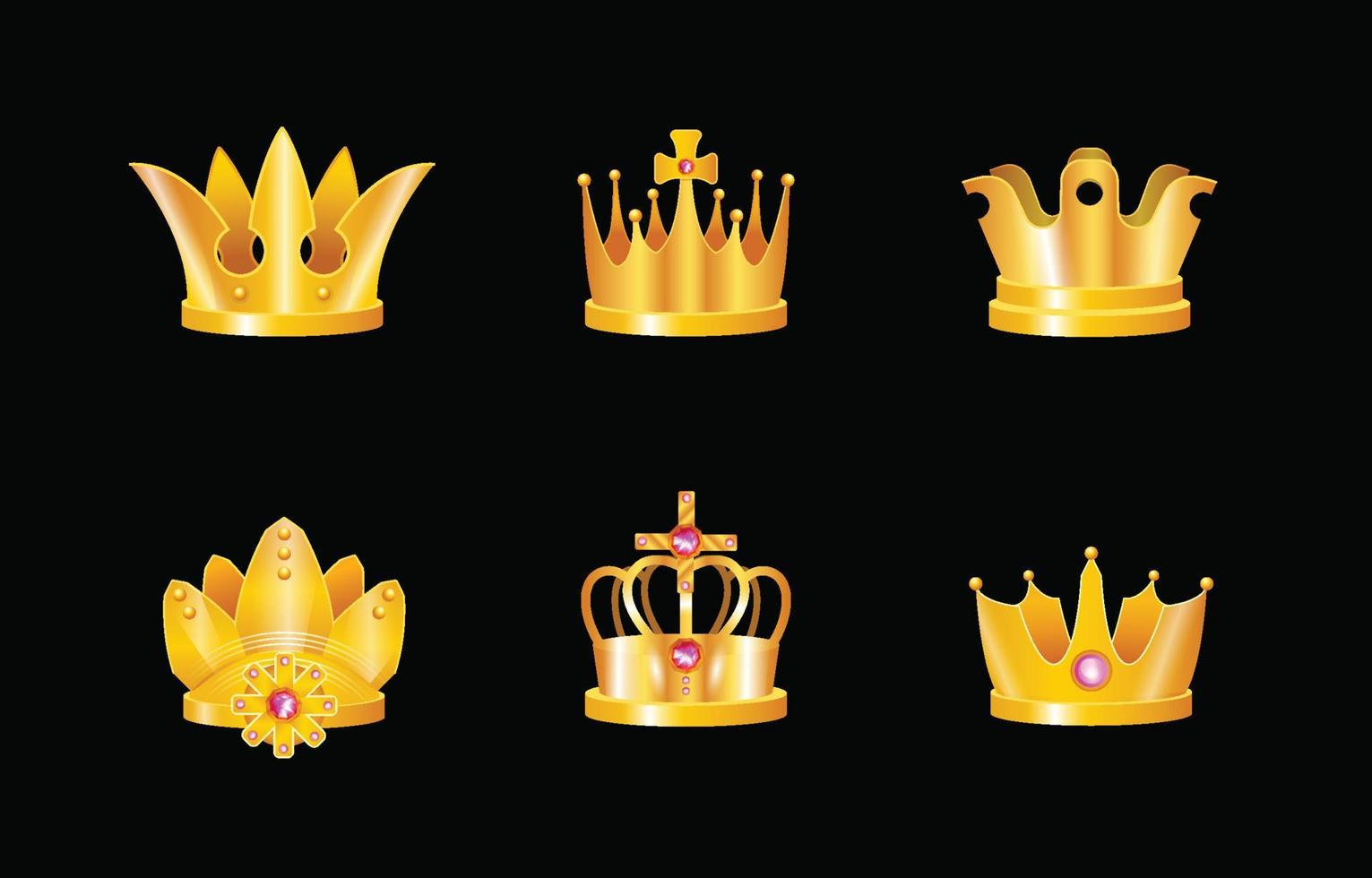 Crowns For King or Queen Icon Set vector