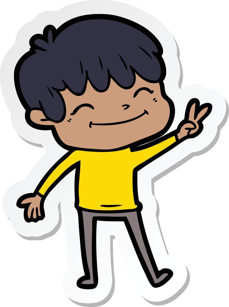 sticker of a cartoon happy boy vector