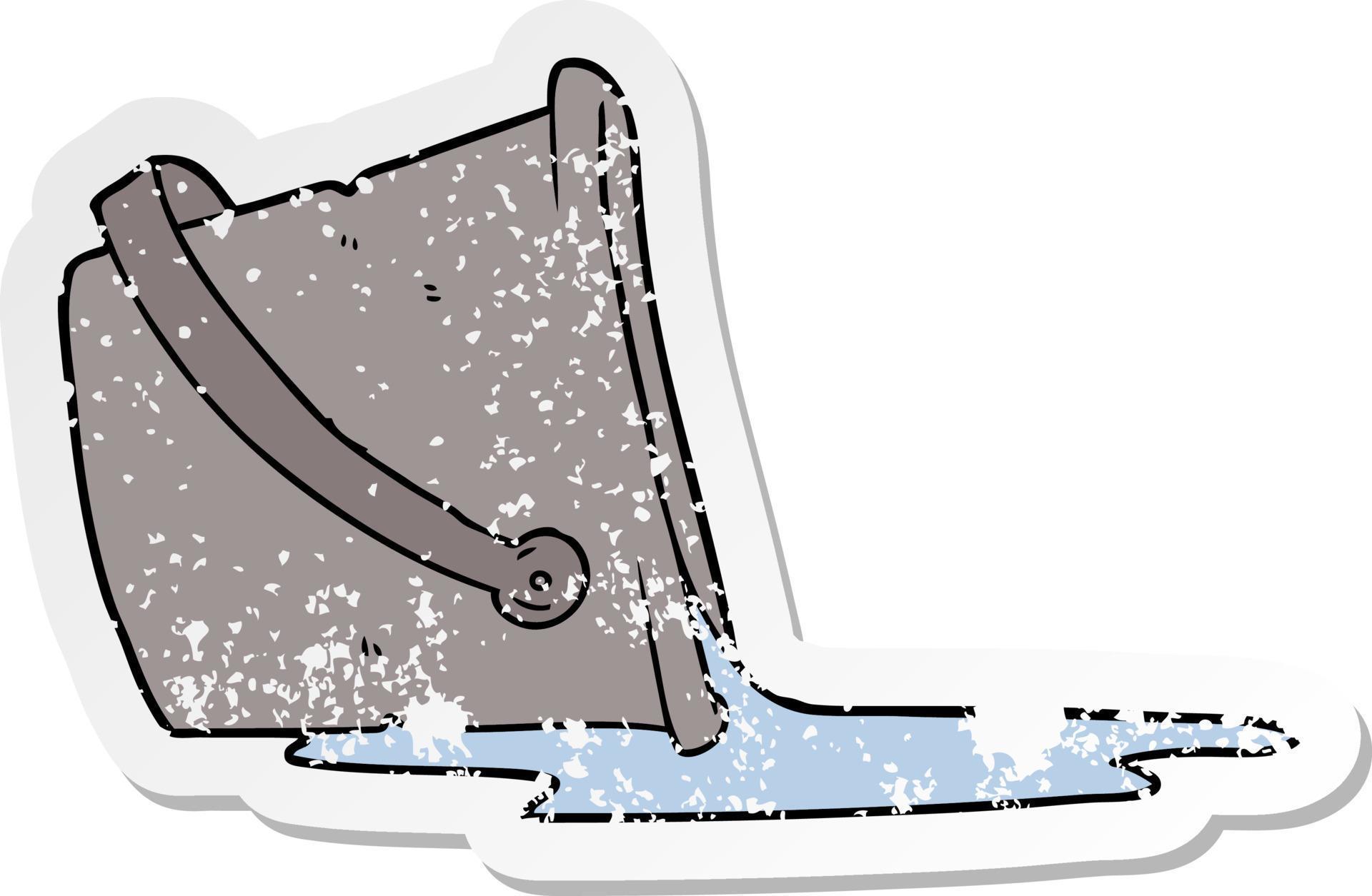 distressed sticker of a cartoon spilled bucket of water 8292958 Vector