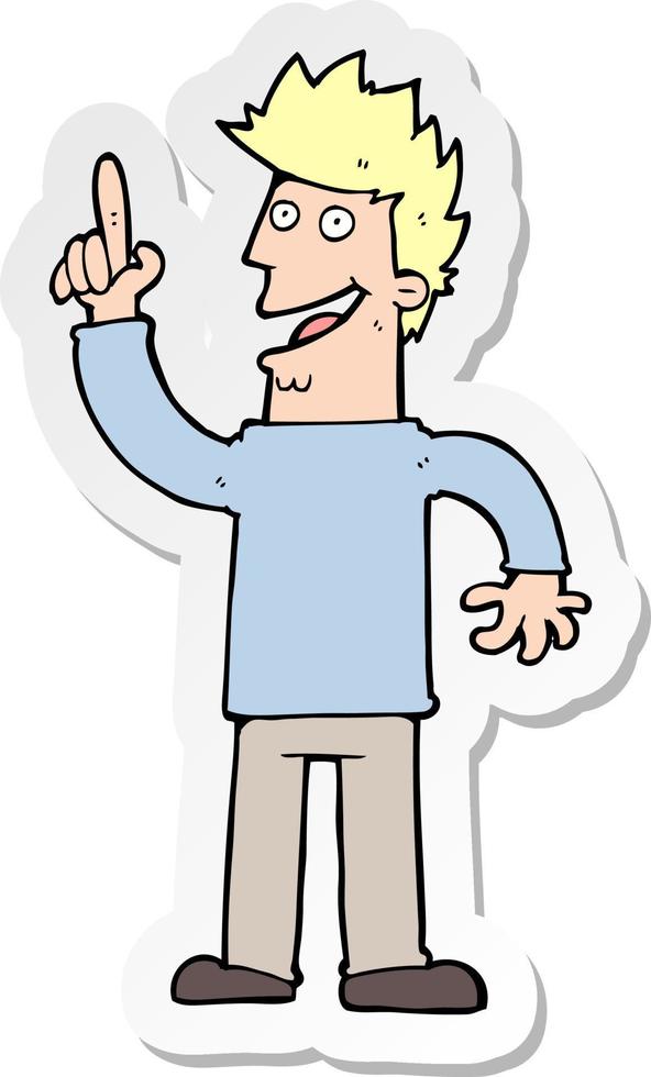 sticker of a cartoon man with great new idea vector