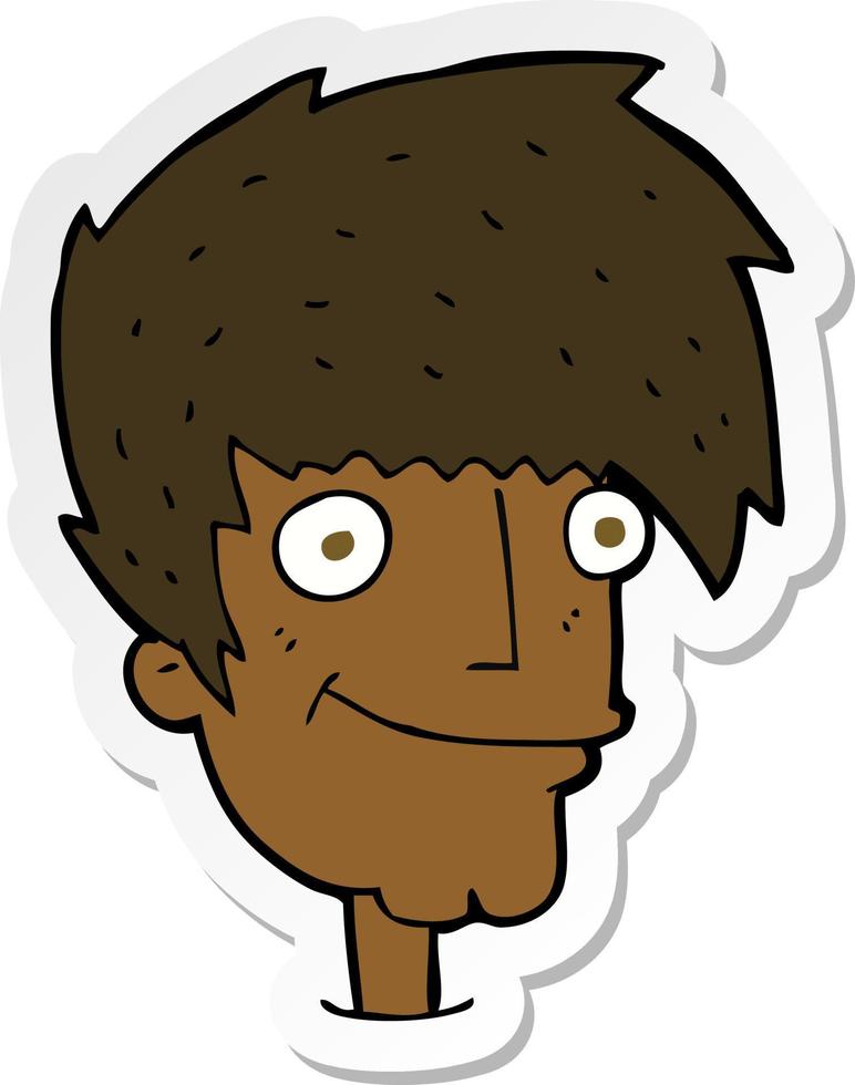 sticker of a cartoon smiling man vector