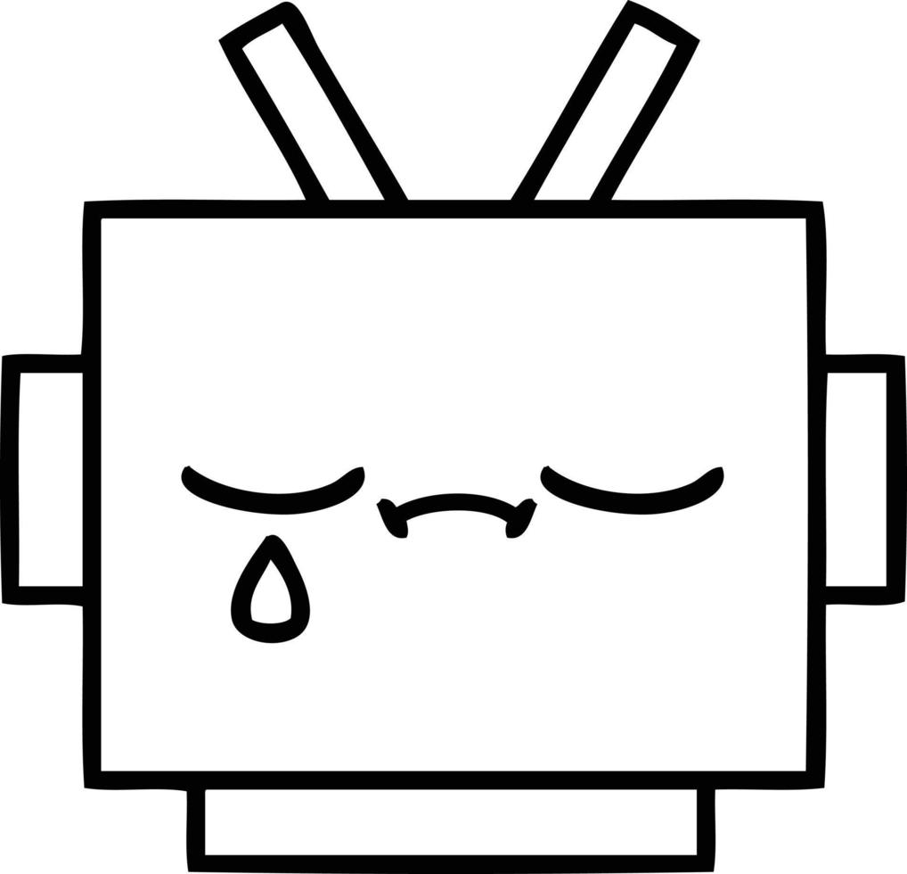 line drawing cartoon robot head vector