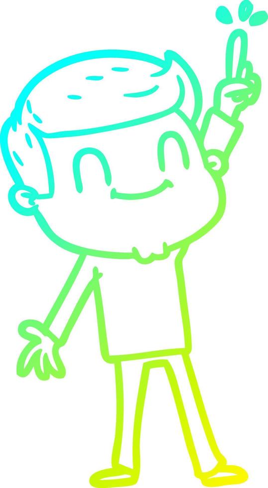 cold gradient line drawing cartoon friendly man vector