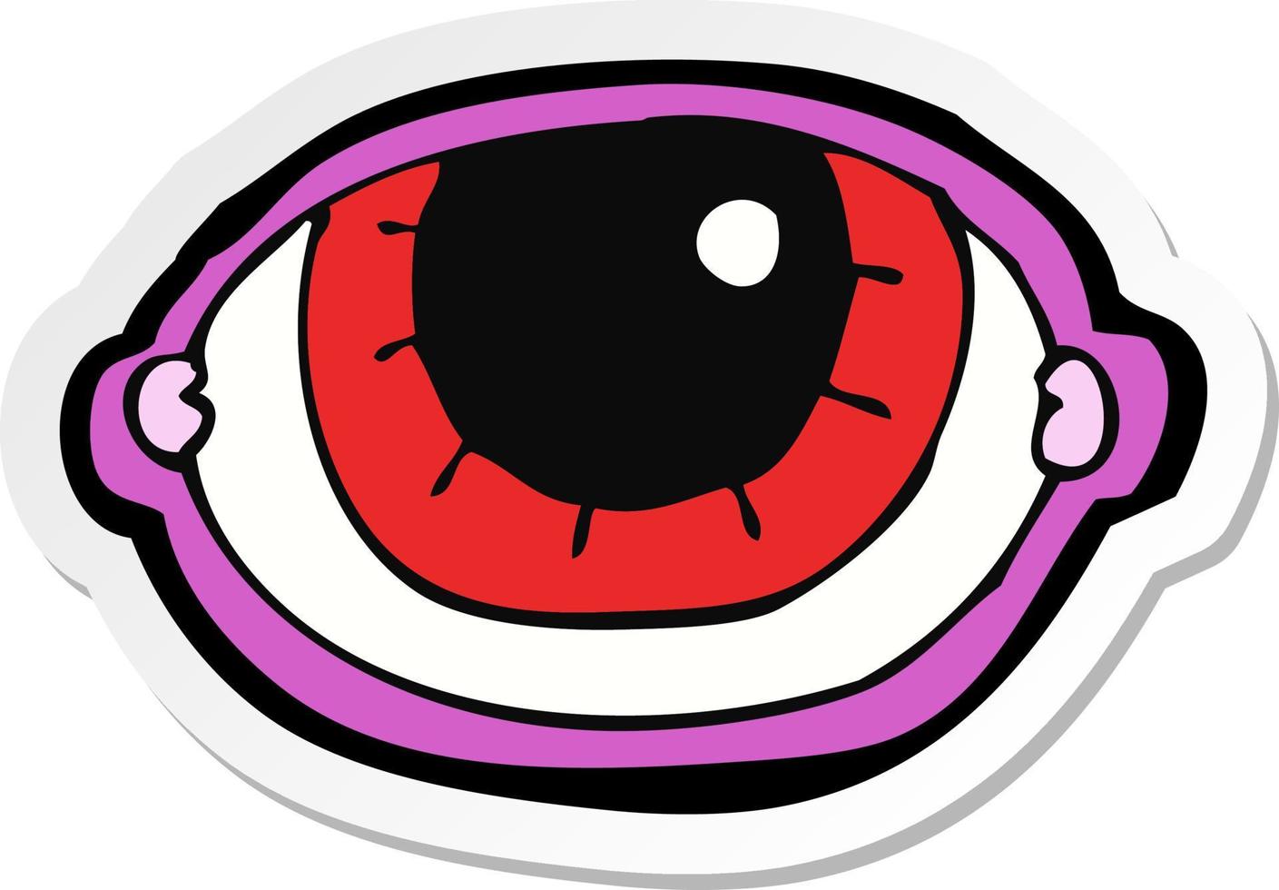 sticker of a cartoon staring eye vector