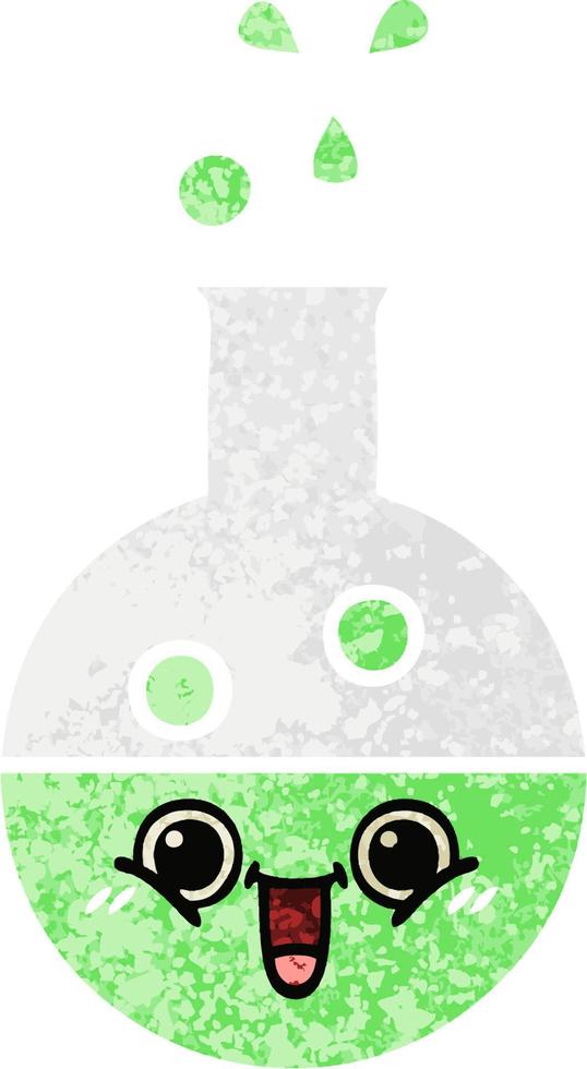 retro illustration style cartoon test tube vector