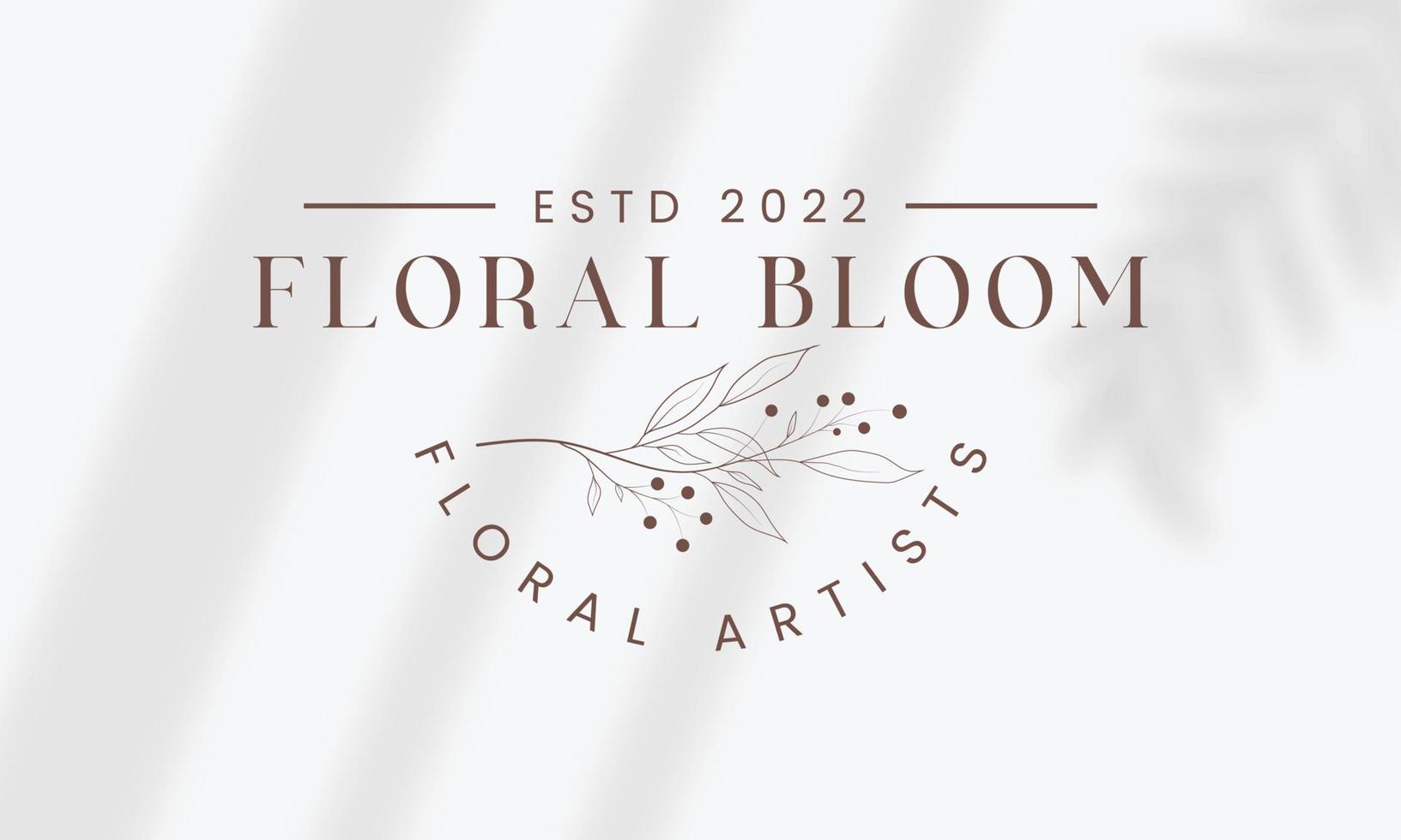 Botanical Floral element Hand Drawn Logo with Wild Flower and Leaves. Logo for spa and beauty salon, boutique, organic shop, wedding, floral designer, interior, photography, cosmetic. vector