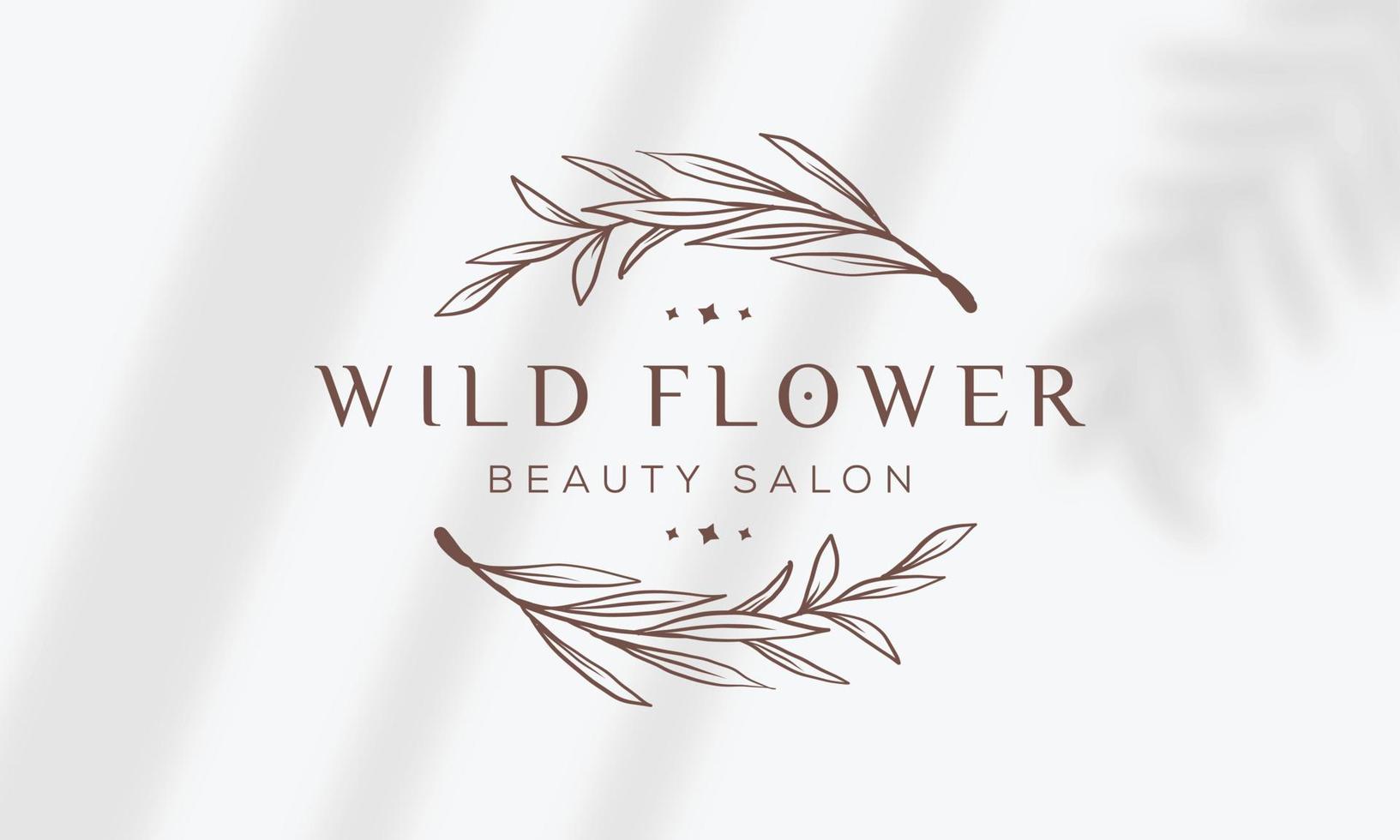 Botanical Floral element Hand Drawn Logo with Wild Flower and Leaves. Logo for spa and beauty salon, boutique, organic shop, wedding, floral designer, interior, photography, cosmetic. vector