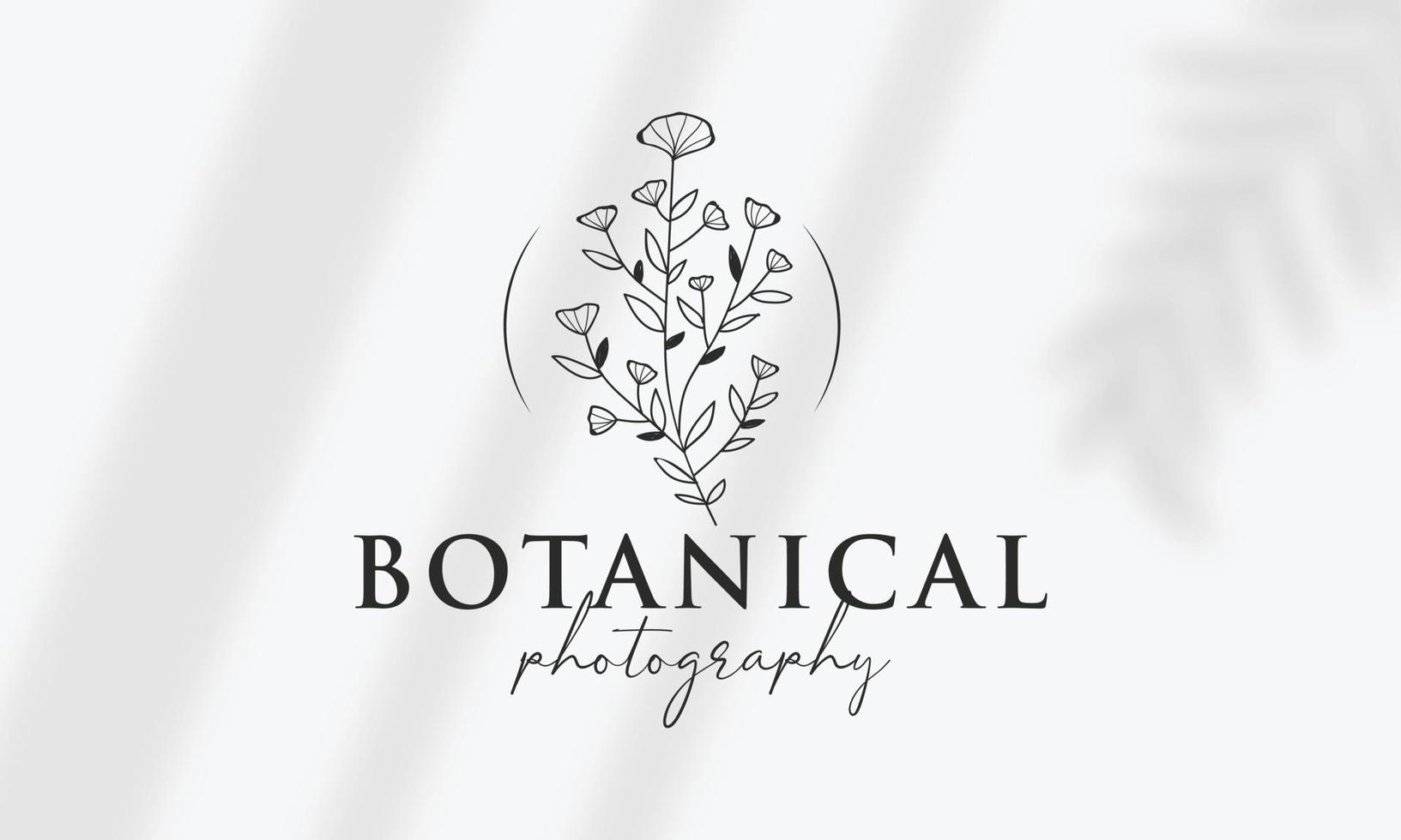 Botanical Floral element Hand Drawn Logo with Wild Flower and Leaves. Logo for spa and beauty salon, boutique, organic shop, wedding, floral designer, interior, photography, cosmetic. vector