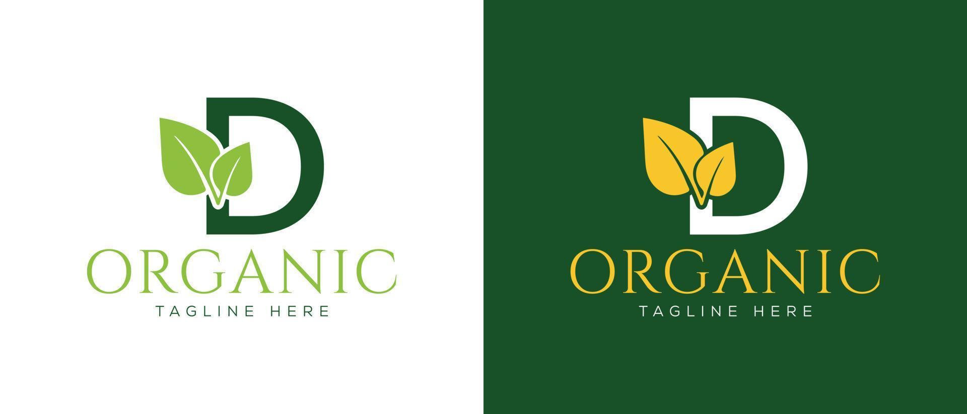 letra inicial con elemento de concepto de vector de logotipo de hoja, logotipo de carta con hoja orgánica
