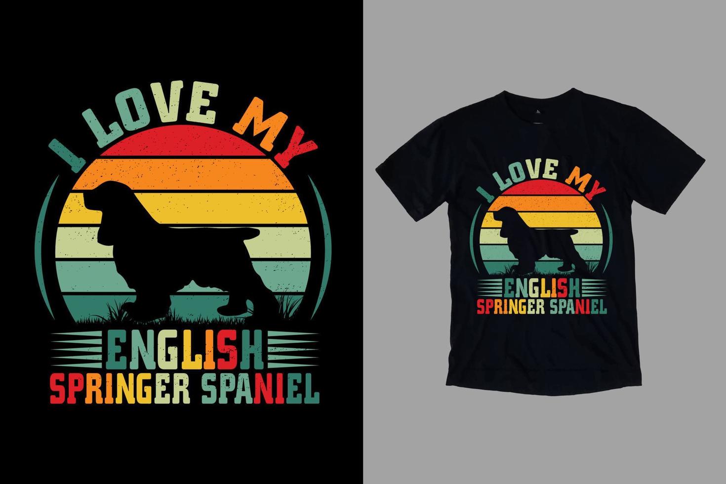 diseño de camiseta de springer spaniel inglés vector