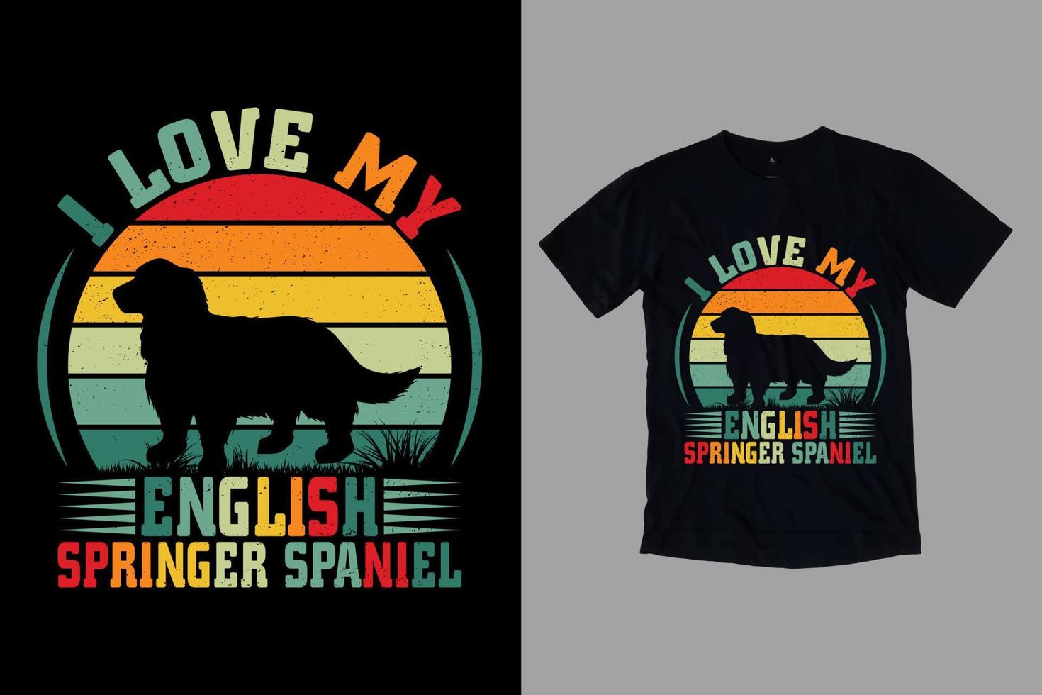 diseño de camiseta de springer spaniel inglés vector