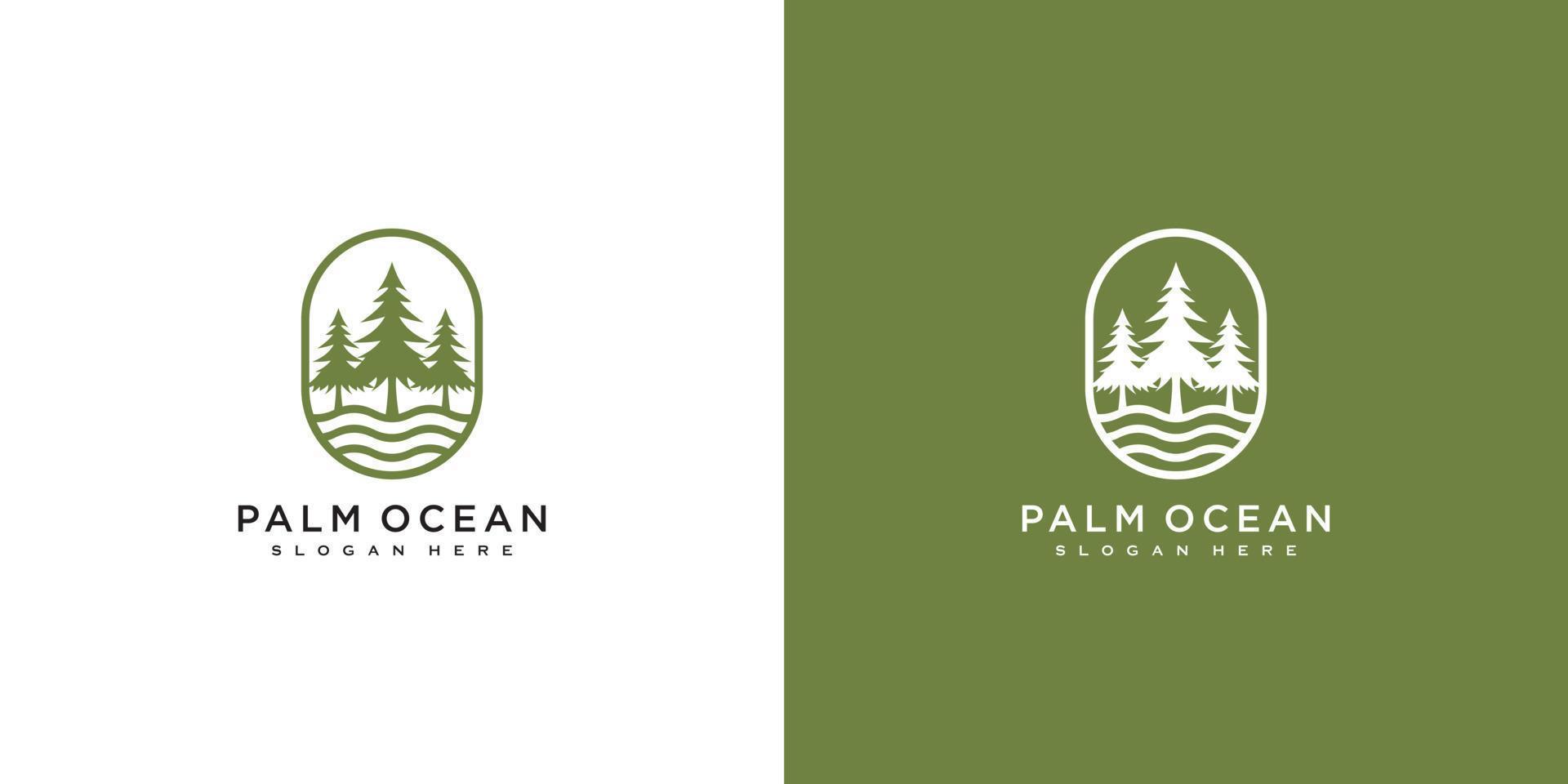 pine tree ocean vector design