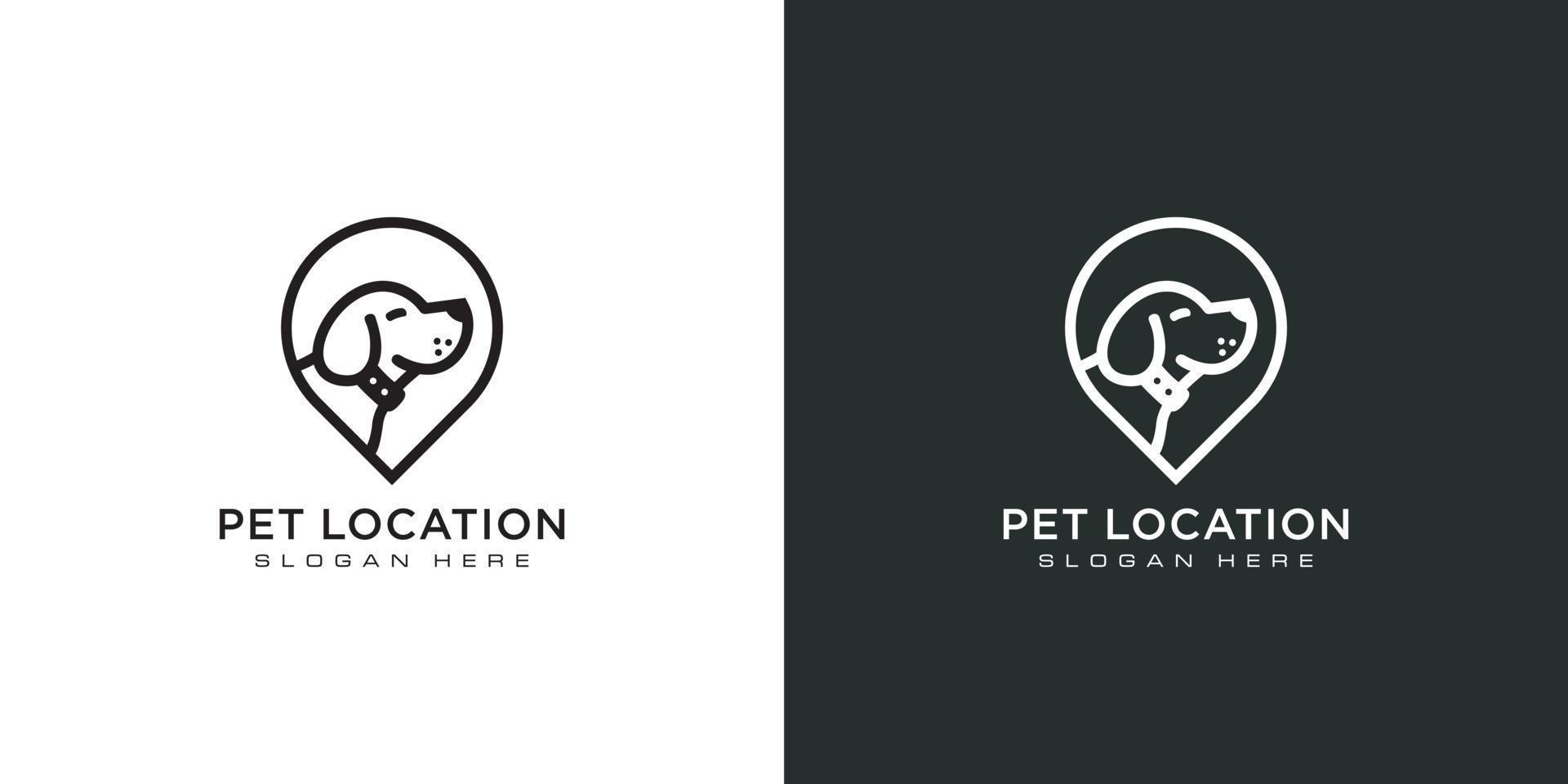 diseño de vector de logotipo de ubicación de perro