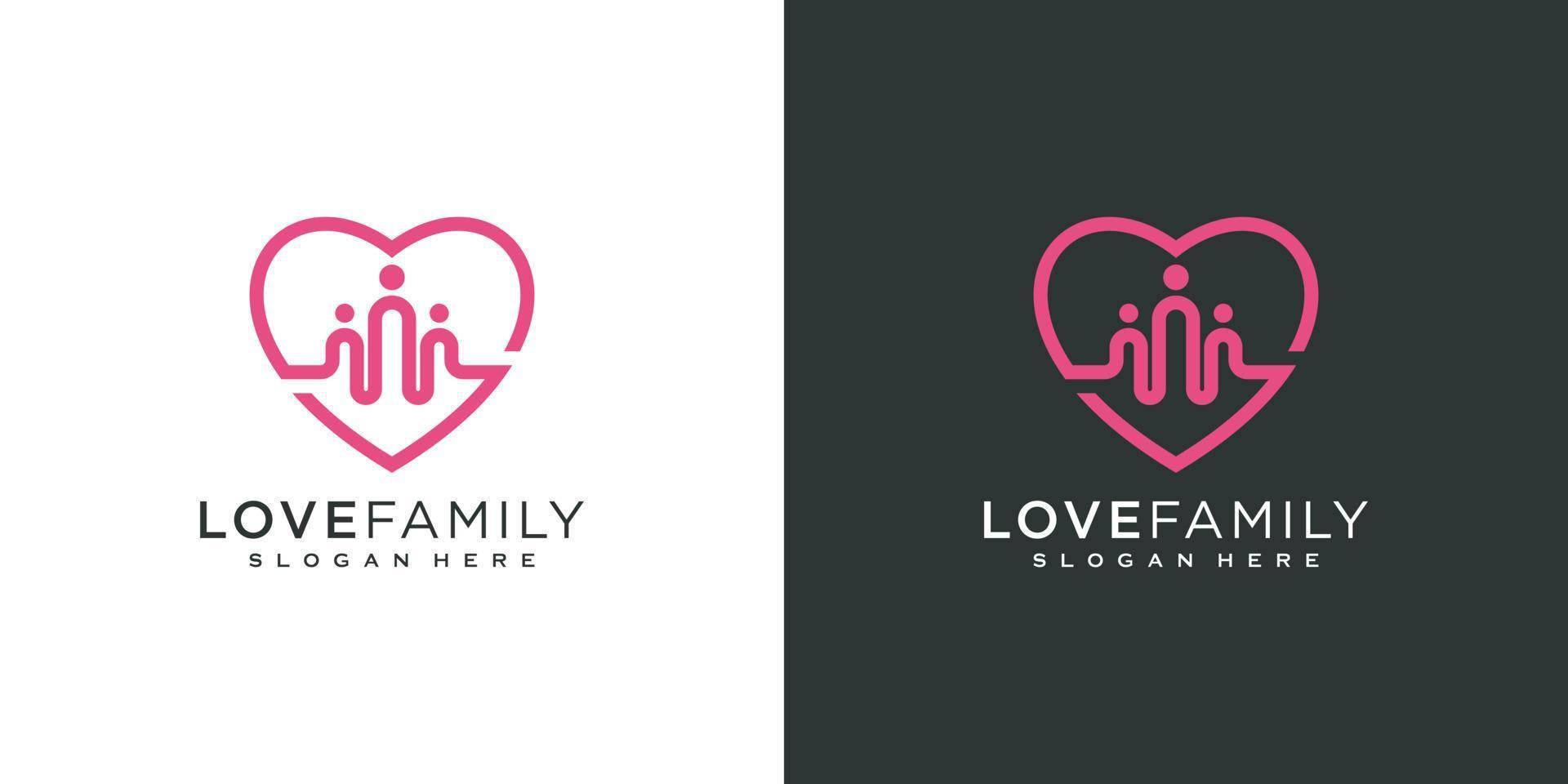 love family logo vector design line style