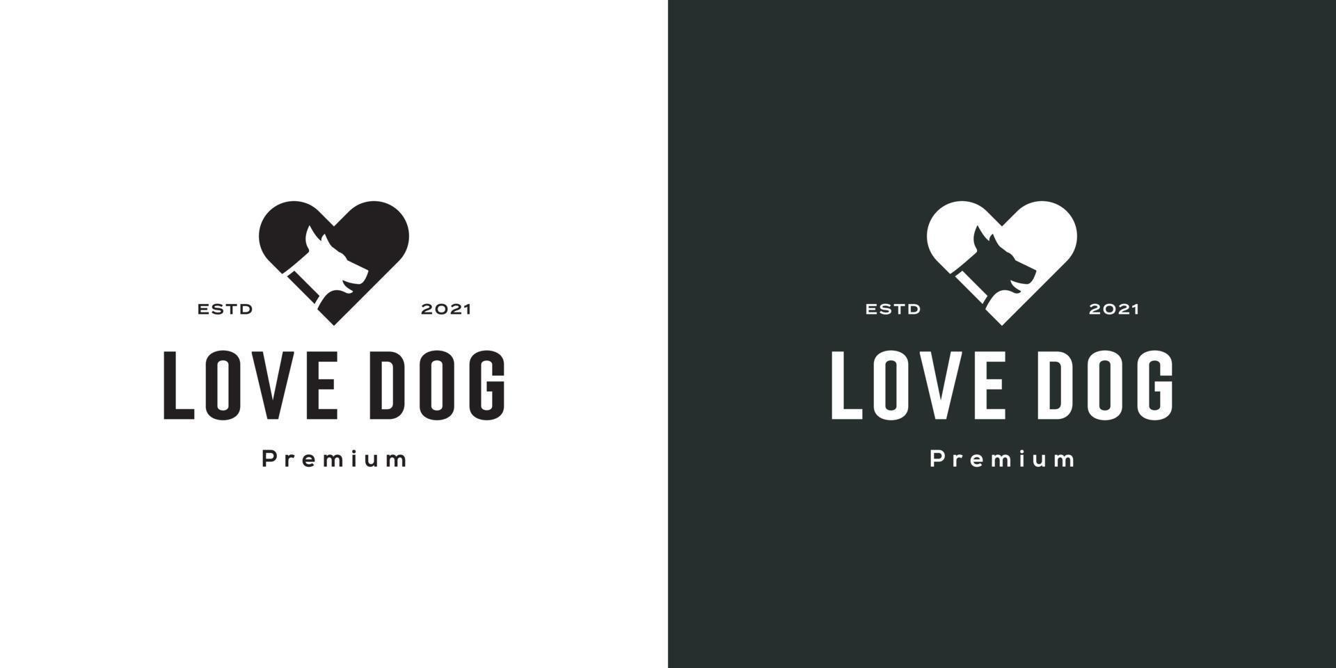 plantilla de diseño de vector de logotipo de perro de amor
