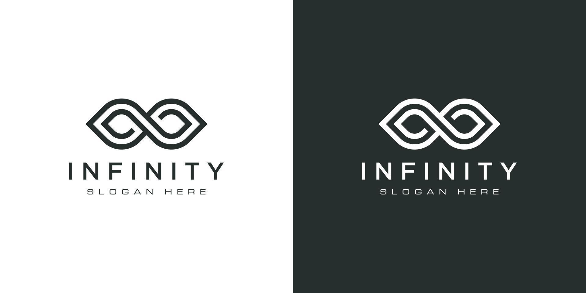 Infinity tech logo with line art style vector