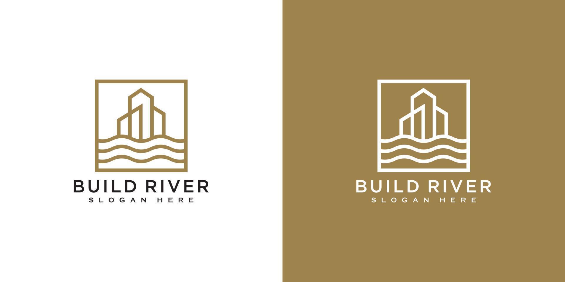 edificio río logo vector