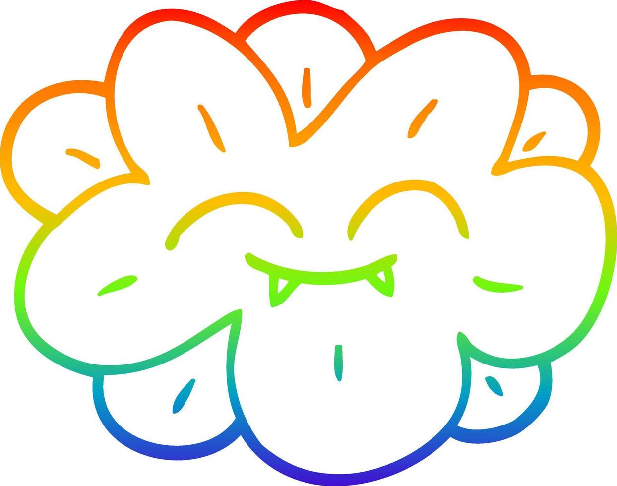 rainbow gradient line drawing cartoon flower with face vector