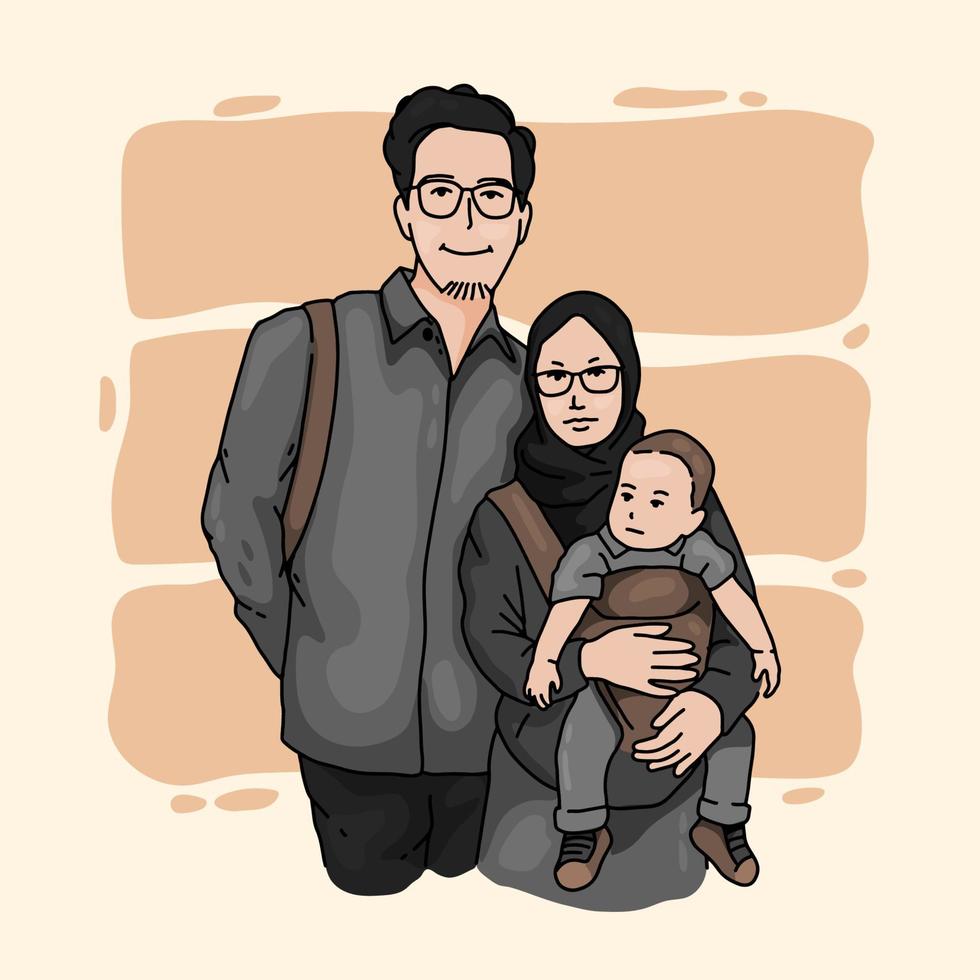 linda pareja simple boda ilustración de dibujos animados vector