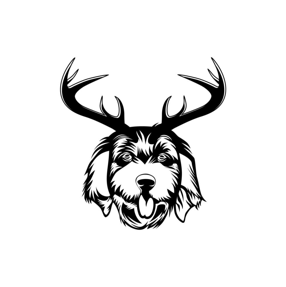 The dog with deer antlers illustration vector