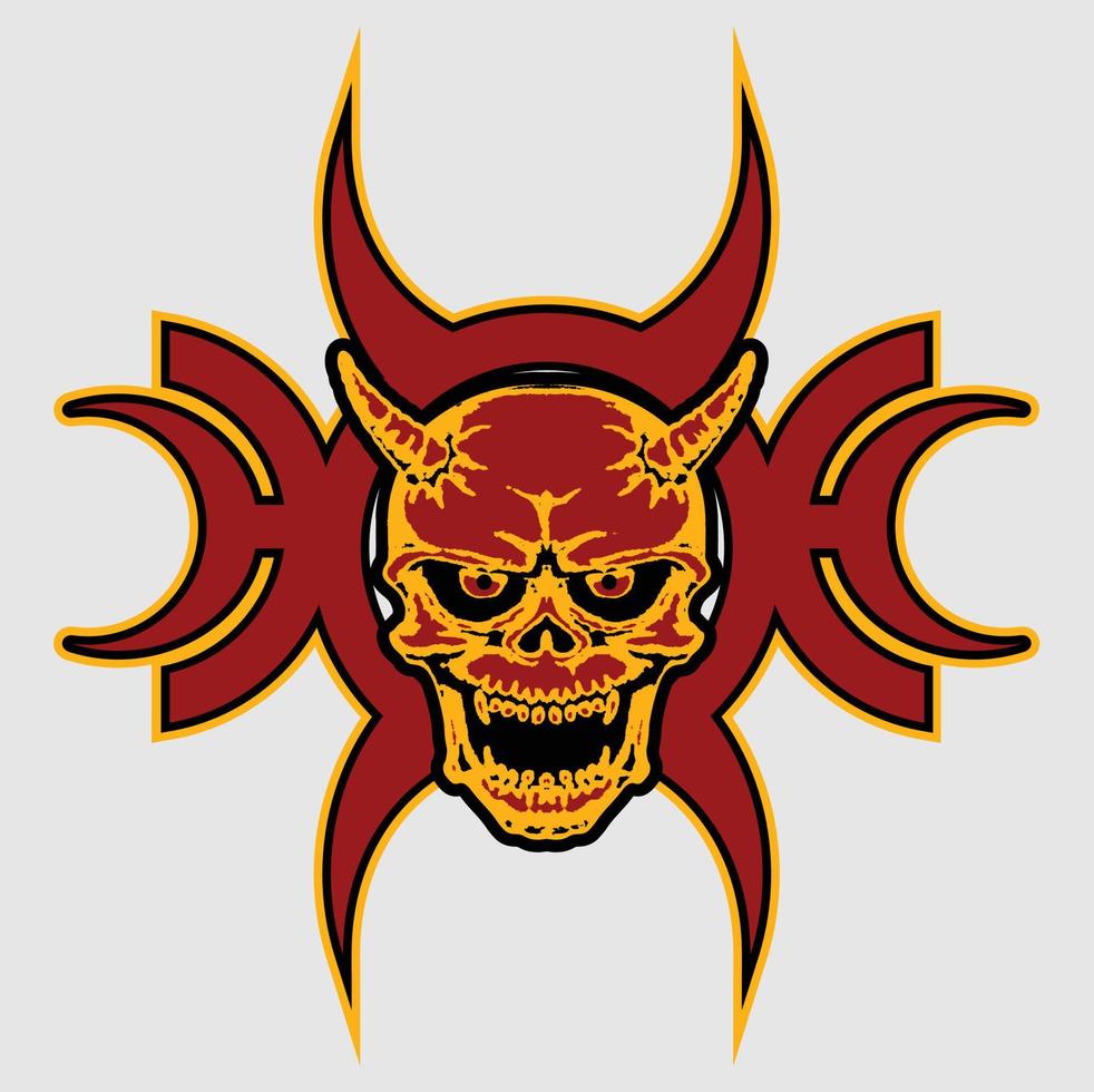 Samurai skull with emblem illustration vector