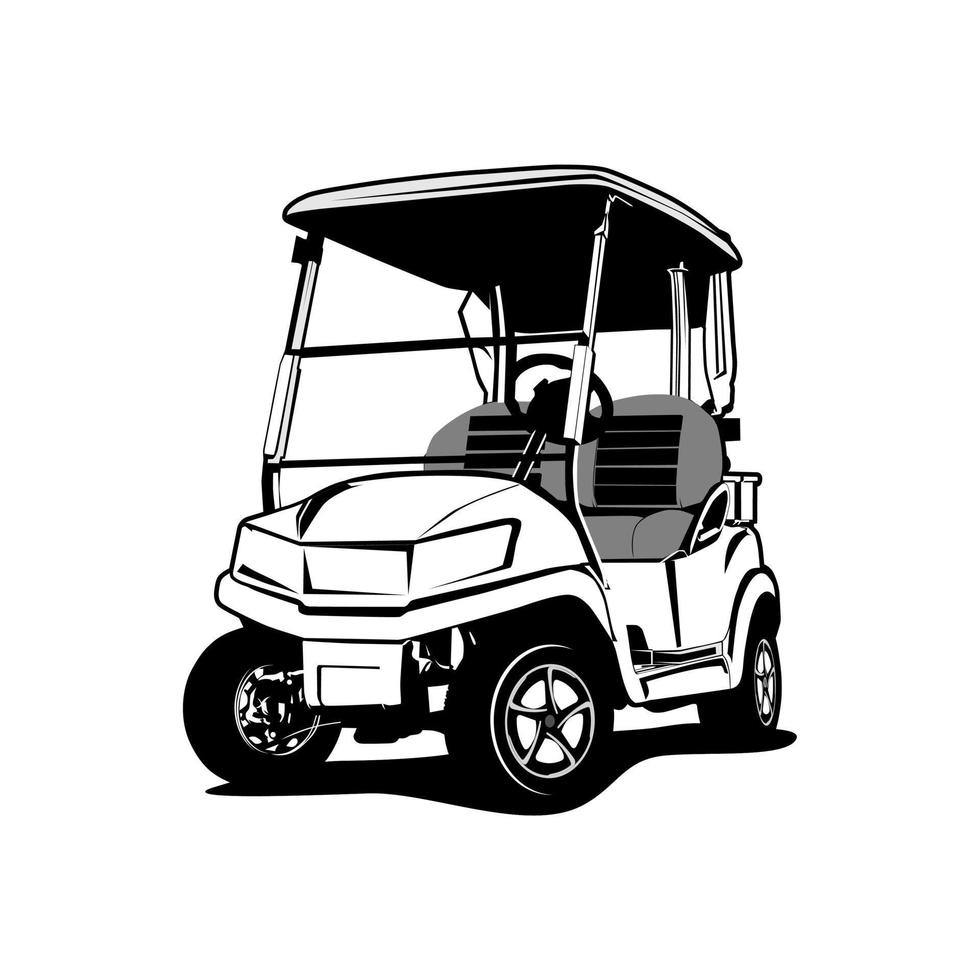 vector de ilustración de coche de golf en blanco y negro