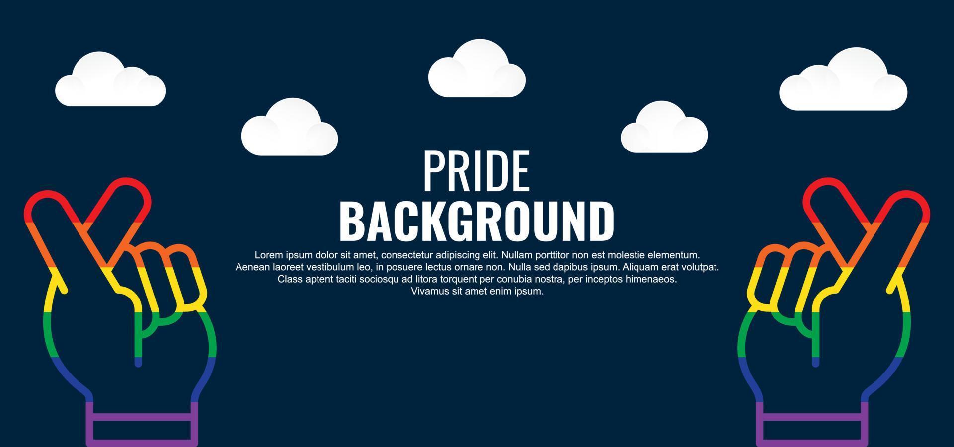 Pride month background with love hand symbol vector