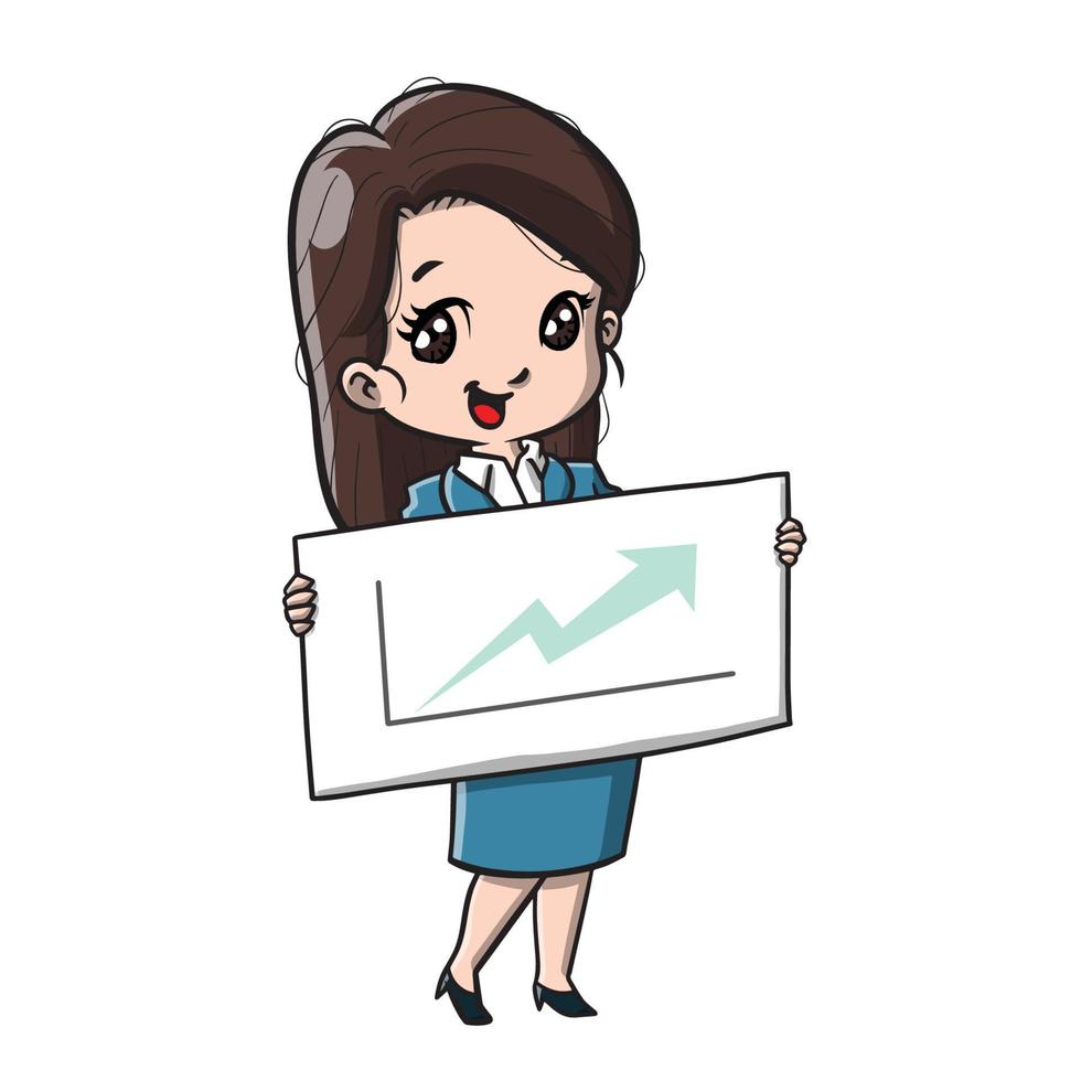 Cute Business Woman Cartoon Vector Illustration