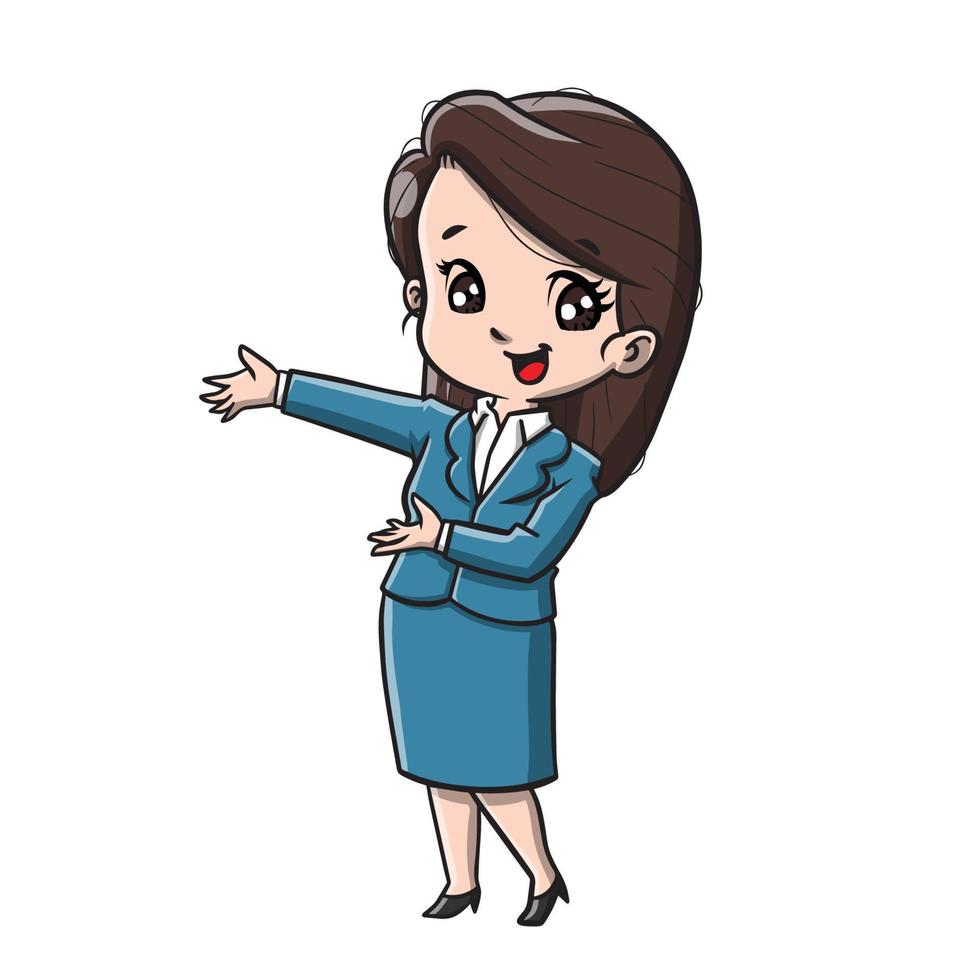 Cute Business Woman Cartoon Vector Illustration