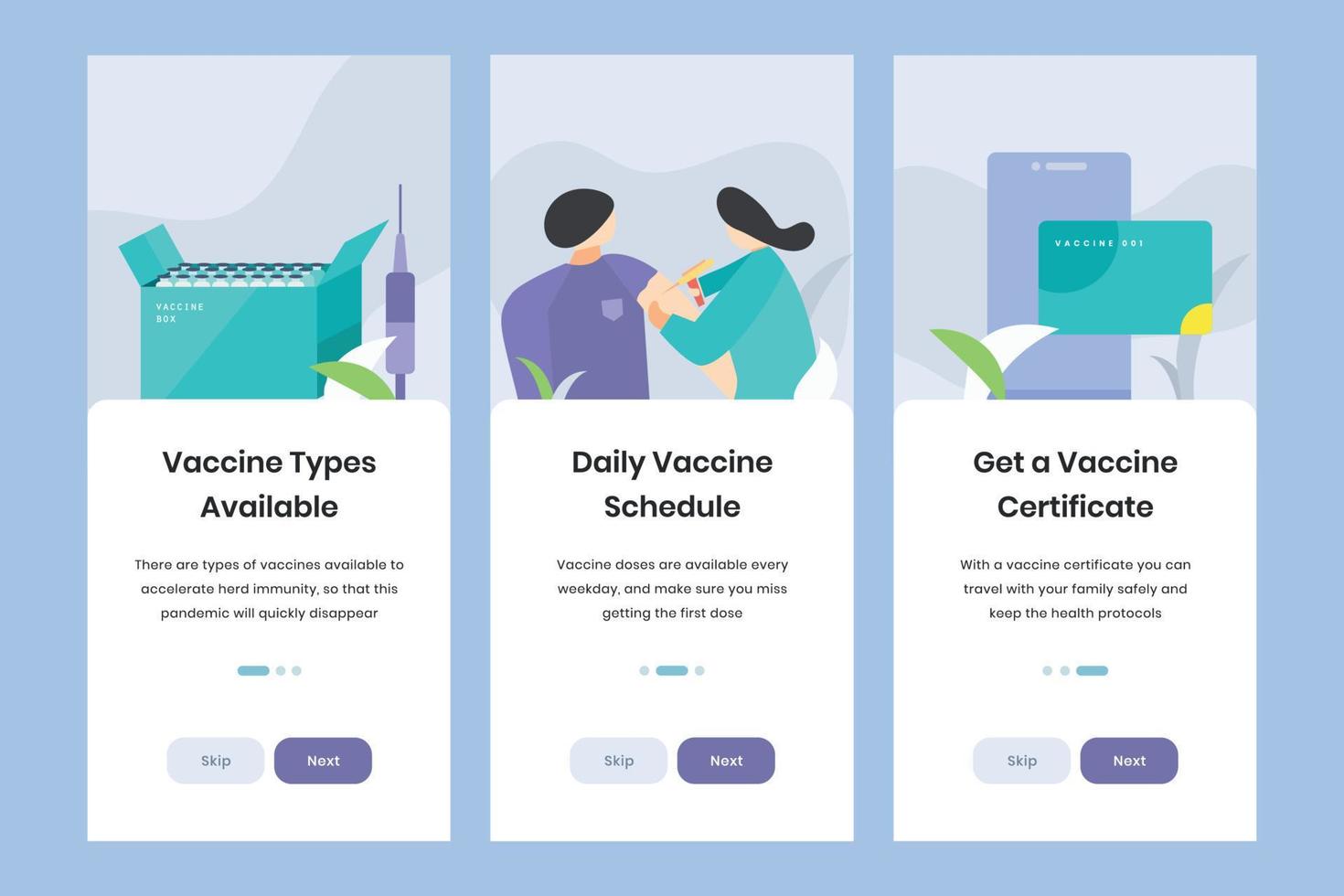 Clean onboarding ui design template vector. Suitable for designing applications for android and IOS. Simple health app mobile vector