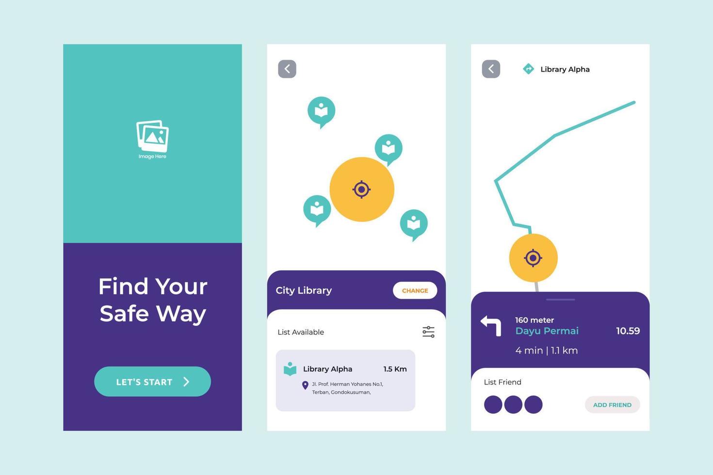 Stylish tracking way ui design template vector. Suitable design application for android and IOS vector