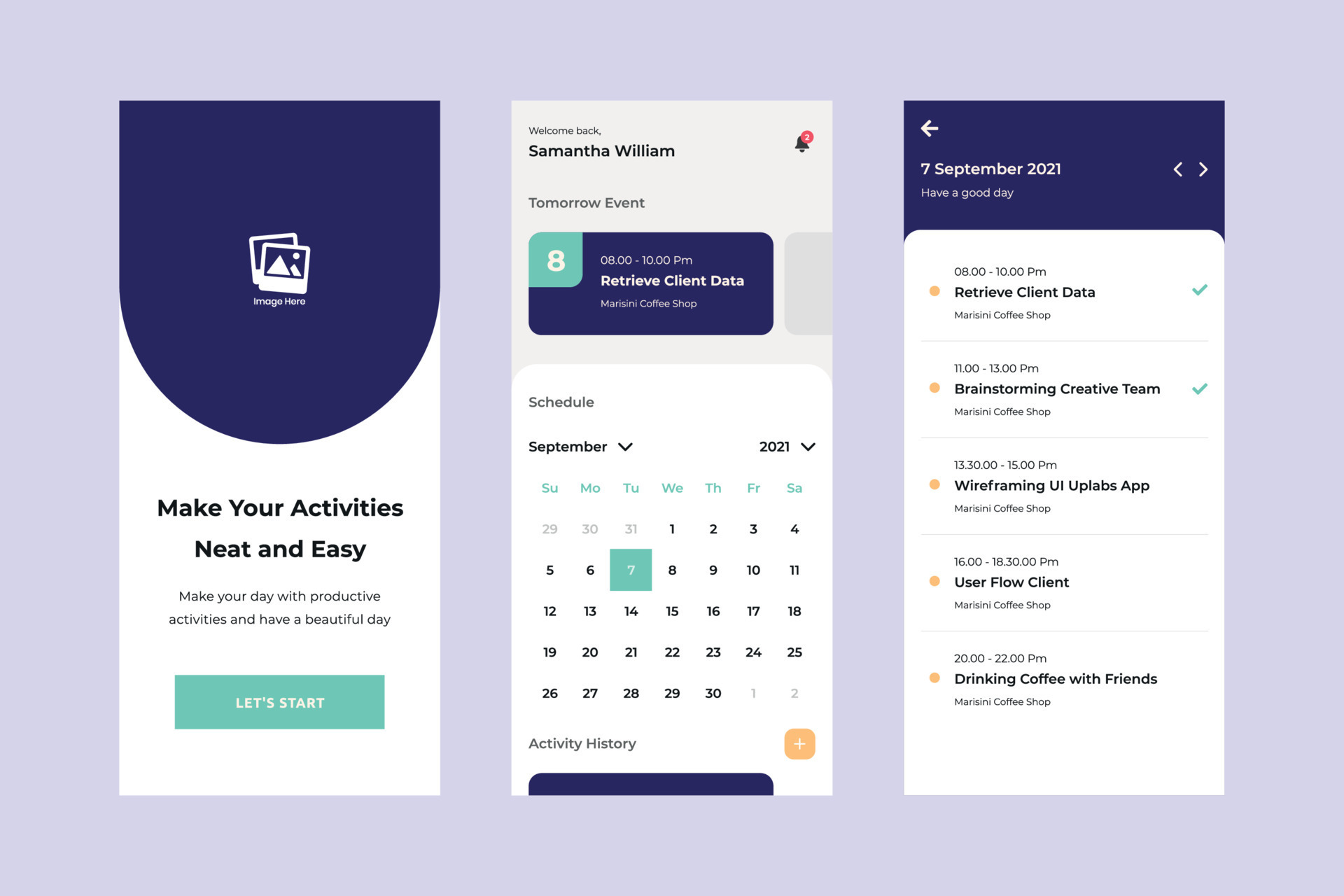 Clean Task Schedule Ui Design Template Vector Suitable Designing 