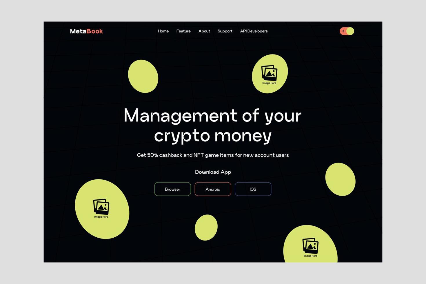 Crypto management landing page ui design template vector. Suitable designing application for android and IOS. Clean style app mobile. Web design vector